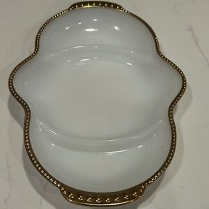 Anchor Hocking Fire King White Milk Glass Divided Relish Dish